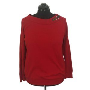 Lauren Ralph Lauren Red Crew Neck Sweater with Buckle